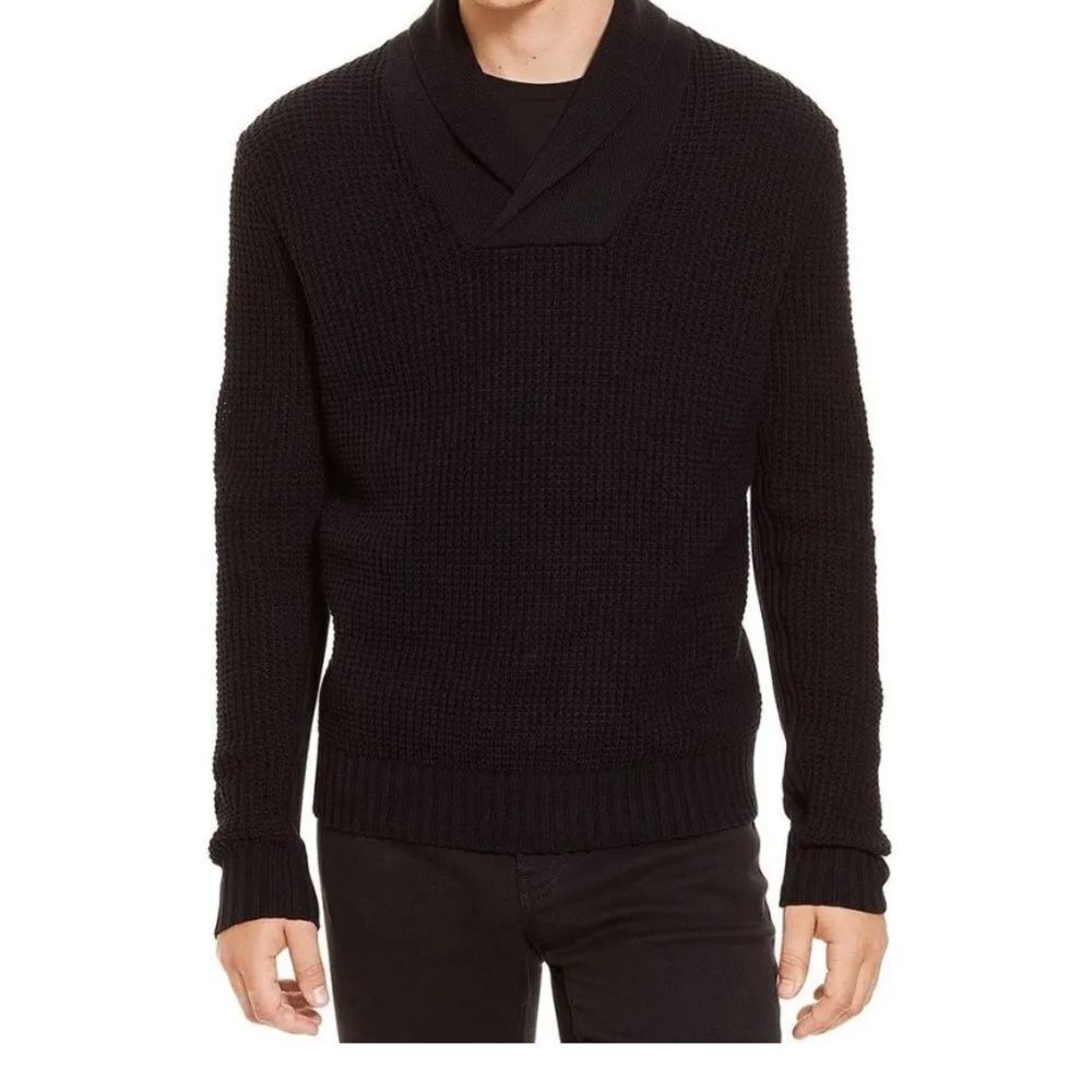 Kenneth Cole Reaction Waffle-Knit Shawl-collar Sweater Sz L